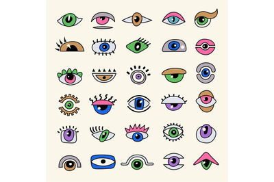 Abstract eyes. Colorful optical symbols eyes focused lens recent vecto