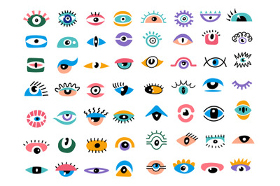 Eyes collection. Abstract colorful focused eyes lens recent vector sym