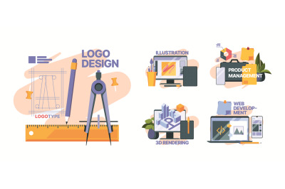 Creative design concept icons. Flat pictures for web development artis