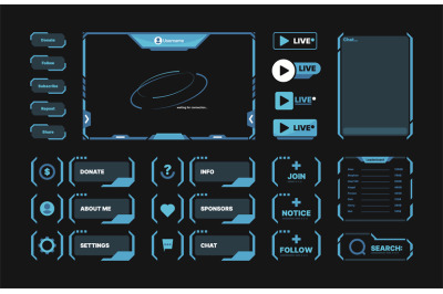 Stream ui. Web design elements for online broadcast streaming modern f