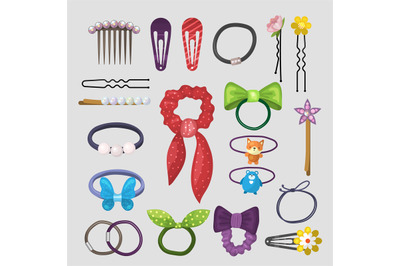 Hair accessories. Stylish girlish equipment plastic pins clips groomin