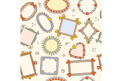 Frames pattern. Textile decoration templates with cute funny scrapbook