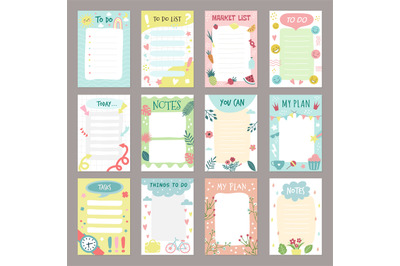 Checklist templates. Organizer planner list to do month and daily stic