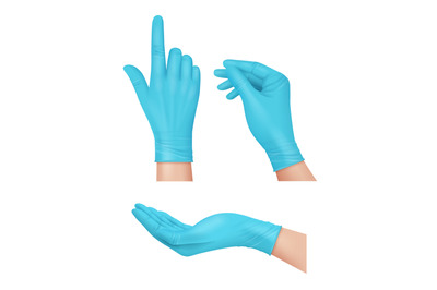 Medical gloves. Blue rubber gloves for doctor hands hospital latex sur