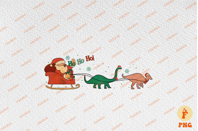 Cute Santa Claus And His Dinosaurs Xmas