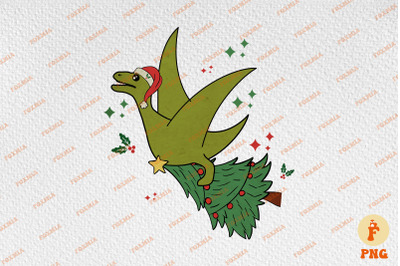 Cute Flying Dinosaur Happy Chrismas