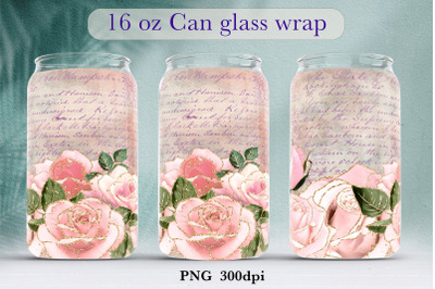 Vintage rose seamless glass can wrap Floral sublimation png