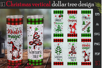 Bundle of Christmas vertical dollar tree in a plaid/Vector/SVG