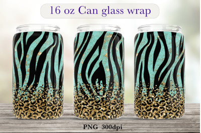 Zebra animal print glass can wrap Glitter sublimation png