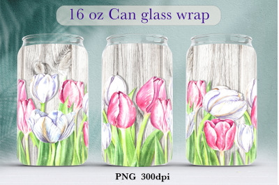 Tulip glass can wrap Spring libbey glass can sublimation png