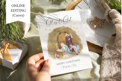 Religious Christmas Greeting Card Nativity Scene Holiday Card