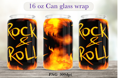 Rock n roll glass can wrap Fire libbey glass can sublimation