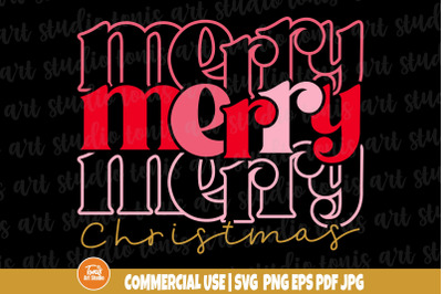 Merry Merry Merry Christmas SVG - Boho Christmas Svg - Vintage Holiday
