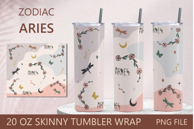 Zodiac sign tumbler, Aries horoscope 20 oz skinny tumbler