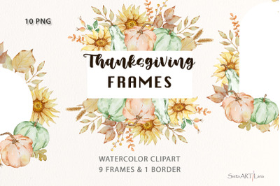 Watercolor Thanksgiving Frame Clipart