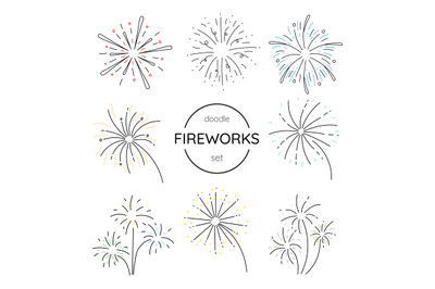 set  fireworks&nbsp; in doodle style&nbsp;
