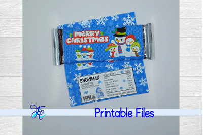 Snowman Blue Candy Bar Wrapper