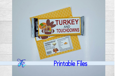 Turkey &amp; Touchdowns Candy Bar Wrapper