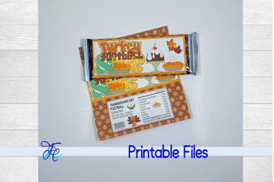 Turkey Football &amp; Pumpkin Pie Candy Bar Wrapper