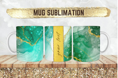 Green Marble Mug Sublimation | PNG Bundle | Mug Wrap