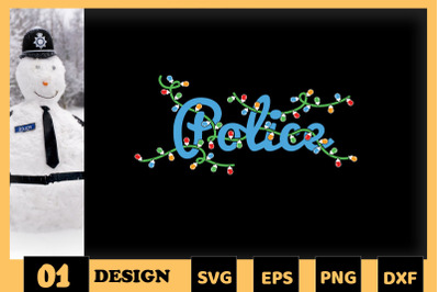 Police Christmas Lights SVG