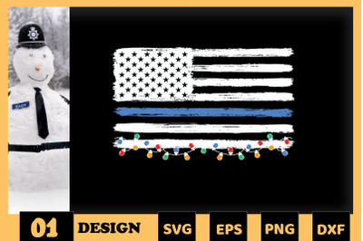 Police wife Christmas America Flag