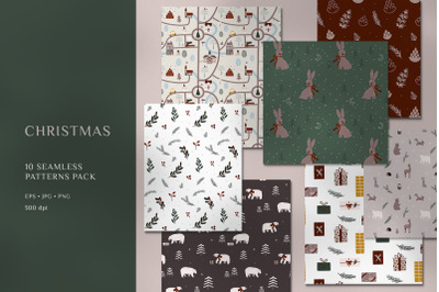 10 x Christmas Digital Papers for Scrapbooking