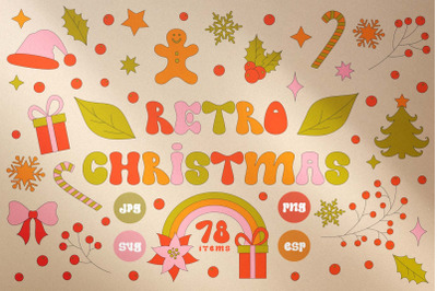 Retro Christmas Collection Clipart