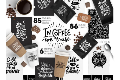 Coffee lettering &amp;clipart collection