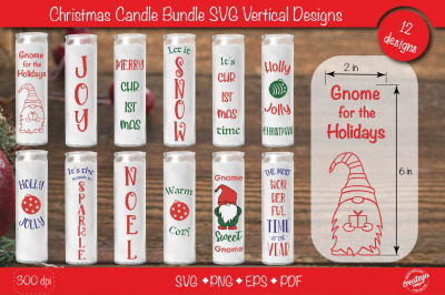 Christmas candle SVG Bundle| Merry Christmas vertical candles