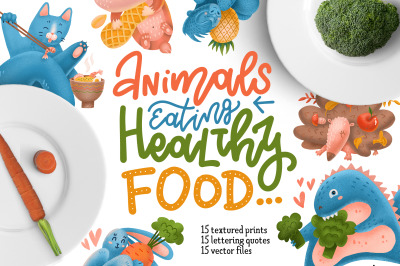 Animals eating healthy food CLIPART