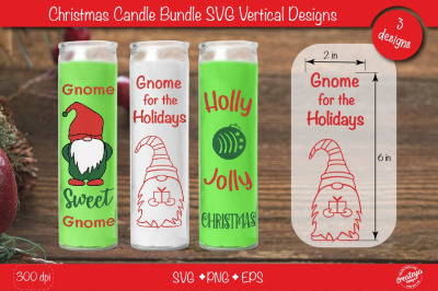 Christmas candle SVG Bundle with Gnome| Vertical candles