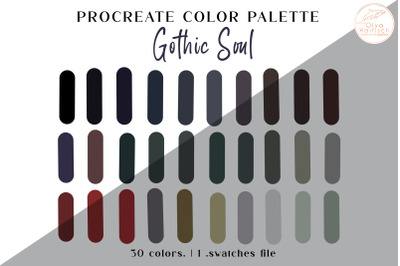 Gothic Procreate Color Palette. Dark Swatches