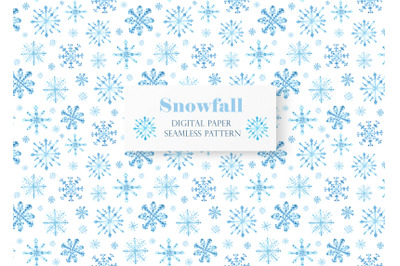 Snowflakes seamless pattern, digital paper. Watercolor snowflakes.