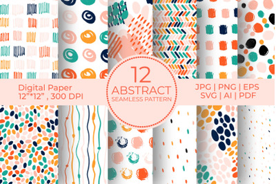Abstract Bright Hand Drawn Digital Papers Bundle