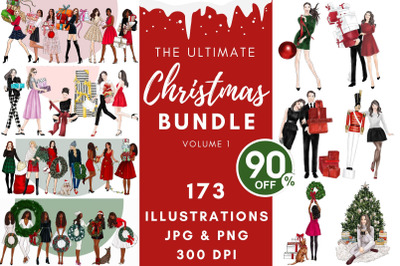 The Ultimate Christmas Girls Bundle watercolour fashion clipart