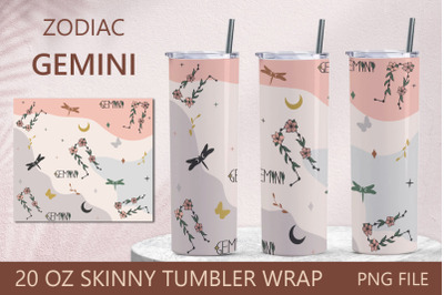 Zodiac 20 oz skinny tumbler wrap, Gemini tumbler