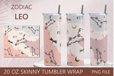 Zodiac tumbler wrap, Leo symbol, 20 oz skinny tumbler