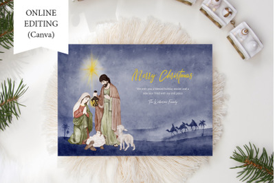 Christmas Greeting Religious Card Nativity Scene Holiday Card