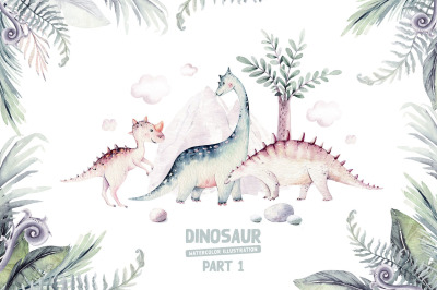 Baby Dino Watercolor Dinosaur Clipart Graphics, Clip Art, T Rex PNG