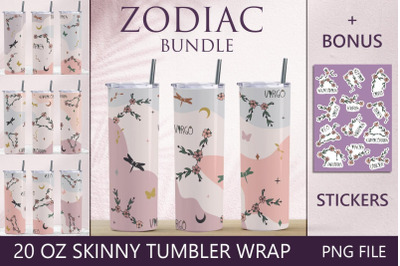 Zodiac sublimation tumbler bundle, Constellation stickers