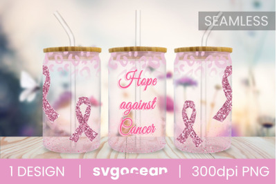 Cancer Glitter Glass Can | PNG | 16 Oz | 20 Oz Libbey Glass