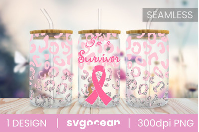 Leopard Breast Cancer Glass Can | PNG | 16 Oz | 20 Oz Libbey Glass