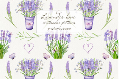 Watercolor Lavender  seamless pattern