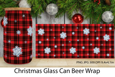 Christmas Glass Can Full Wrap Sublimation. Glass Beer Can.