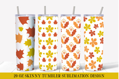 Autumn Tumbler Wrap Sublimation. Fall Leaves Tumbler Designs