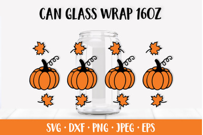 Pumpkin Can Glass Wrap SVG. Thanksgiving Glass Can Design