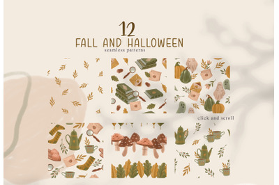 Fall cozy seamless patterns/ Digital paper pack - 12 PNG files
