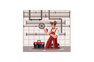 Plumber Character Graphics Vector Illustration