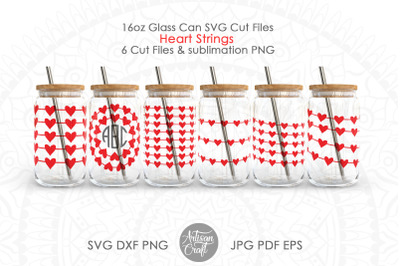 Can glass wrap SVG, Heart Wrap SVG, heart string, valentines day